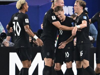 firo : 23.06.2026 , Fussball, Fußball, International, WM 2026,Weltmeisterschaft 2026, WORLD CUP 2026, M41, Gruppenphase, Gruppe I,Norwegen - Senegal 3:2Jubel Norwegen zum 1:0 um Marcus Pedersen, mit Antonio Nusa(c) ONLY FOR USE IN GERMANY !!!,Es gelten  unsere AGB, einsehbar auf www.firosportphoto.de,Photo : MEXSPORT,copyright by firo sportphoto:Stockhover Weg 17aD-48249 Dülmenwww.firosportphoto.demail@firosportphoto.deKontoverbindung :(V o l k s b a n k   B o c h u m - W i t t e n )IBAN